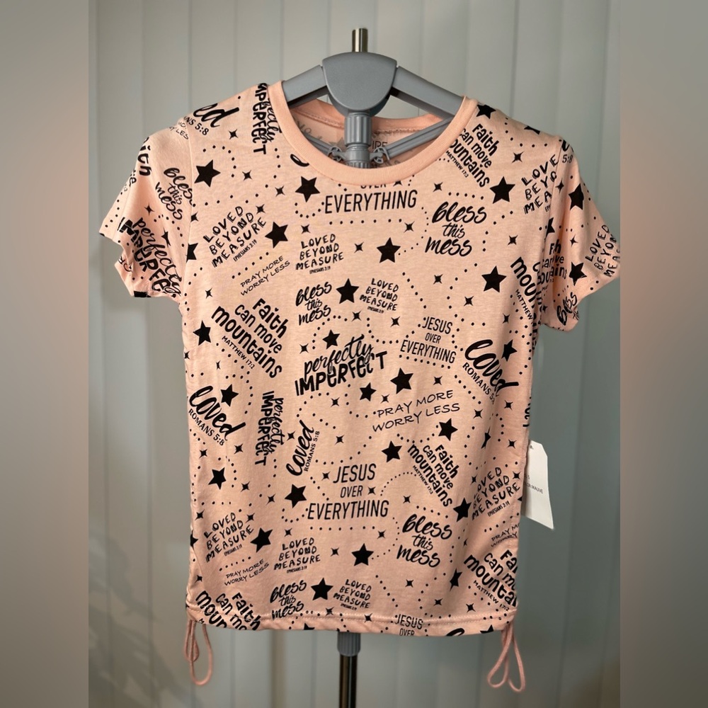 On Fire Inspirational Bible Verses Girls Shirt Mauve Size Small